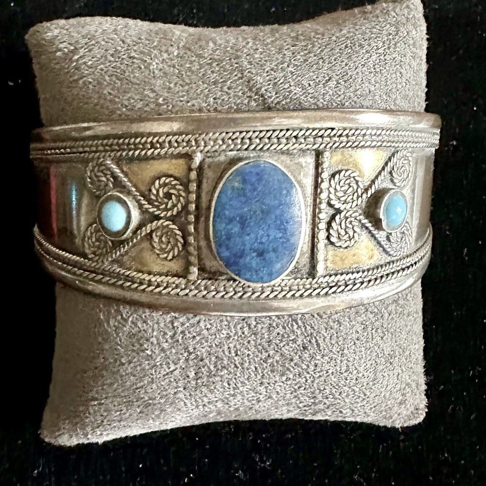 Vintage Middle Eastern Sterling Silver Turkmen Cuff/Bracelet
